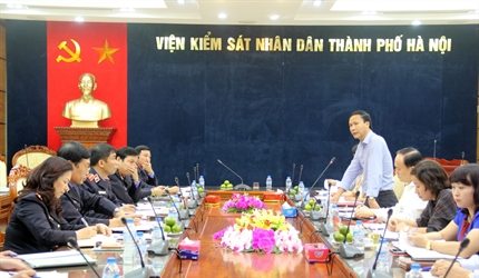 Tập thể Lãnh đạo Viện KSND thành phố Hà Nội làm việc với  Ban giám sát...