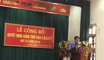 Công bố Quyết định giảm thời hạn chấp hành án phạt tù đợt 02/9/2018 cho...