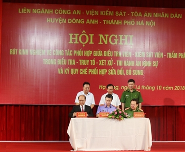 Liên ngành Công an - Viện kiểm sát - Tòa án huyện Đông Anh tổ chức Hội nghị...
