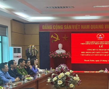 Lễ công bố và trao Quyết định điều động chức vụ Phó Viện trưởng Viện KSND...