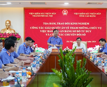 Viện KSND thành phố Hà Nội tiếp đoàn Viện KSND tỉnh Cao Bằng đến thăm và làm...