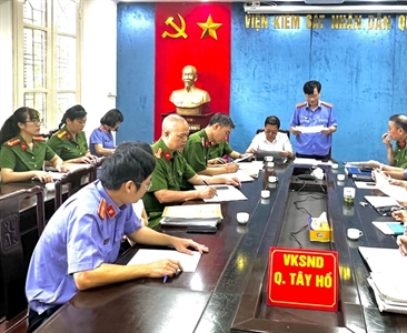 Hội nghị giao ban liên ngành Công an - Viện kiểm sát - Tòa án quận Tây Hồ rà...