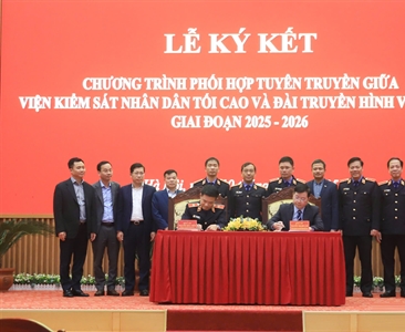 Lễ ký kết chương trình phối hợp tuyên truyền giữa VKSND tối cao và Đài...