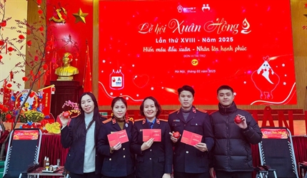 Đoàn thanh niên Viện KSND quận Cầu Giấy tham gia chương trình hiến máu...